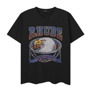 Rhude Black Tee with Eagle Graphic